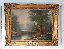 Antique Vintage Oil On Canvas Landscape Painting Signed Edward