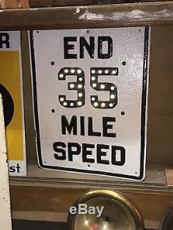Old Vintage End 35 Mile Speed Mph Sign Cats Eye Glass Marble