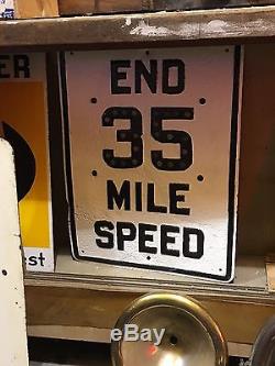 Old Vintage End 35 Mile Speed Mph Sign Cats Eye Glass Marble