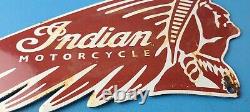 16 Inch Vintage Indian Motorcycle Porcelain Gas Service Station Pump Chief Sign
