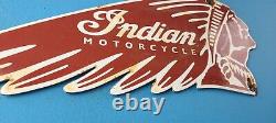 16 Inch Vintage Indian Motorcycle Porcelain Gas Service Station Pump Chief Sign