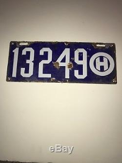 1909 Vintage Original OHIO License Plate MAKE OFFER PORCELAIN gas oil sign RARE