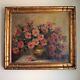 1923 Impressionist Painting Signed Goltz Flowers Newcomb Macklin Style Frame Vtg