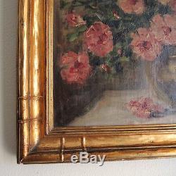 1923 Impressionist Painting Signed Goltz Flowers Newcomb Macklin Style Frame Vtg