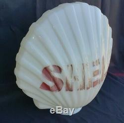 1930's 1940's Original Shell Oil Milk Glass Clam Shell Gas Pump Globe Vintage