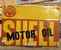 1930's Old Antique Vintage Rare Shell Motor Oil Adv. Porcelain Enamel Sign Board