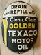 1930's Rare Vintage Golden Texaco Motor Oil Curved Sign 15 Porcelain Pump Plate
