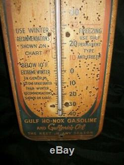 1940's VINTAGE GULF GASOLINE AND GULFPRIDE OIL THERMOMETER Works Great
