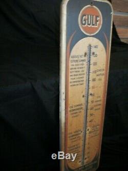 1940's VINTAGE GULF GASOLINE AND GULFPRIDE OIL THERMOMETER Works Great