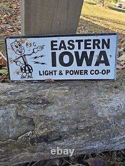 1940's Vintage Eastern Iowa Light & Power Co-op Porcelain Sign