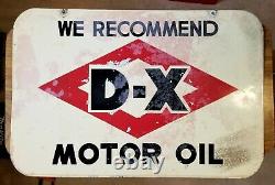1940s-50s Vintage DX Motor Oil Sign Double-Sided Porcelain