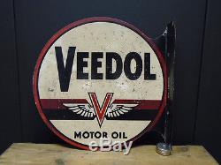 1950's Veedol Motor Oil double sided vintage metal garage sign AC Ford Lotus
