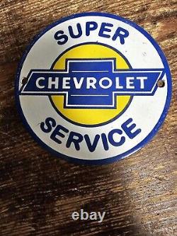 1950's Vintage Super Chevrolet Service Porcelain Sign