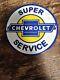 1950's Vintage Super Chevrolet Service Porcelain Sign