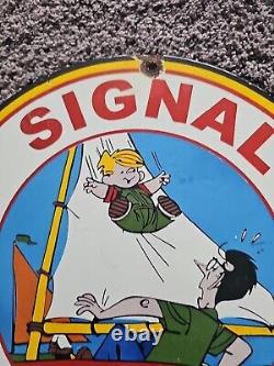 1960 Vintage Signal Gas Outboard Motoroil Porcelain Sign 12