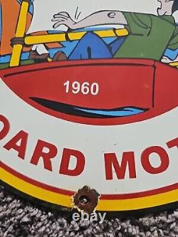 1960 Vintage Signal Gas Outboard Motoroil Porcelain Sign 12