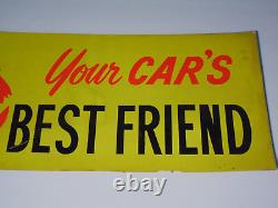 1960s VINTAGE MFA OIL SIGN OIL CAN ADVERTISING SIGN MFA GOLD BOND DOG GRAPHIC