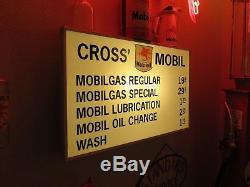 1963 Vintage Mobil Oil / Gas Lighted Sign, ORIGINAL! . WORKS