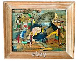 1965 Harold Laynor Vtg Mid Century Modern Art Mixed Media Oil Painting New York