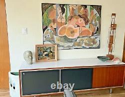 1965 Harold Laynor Vtg Mid Century Modern Art Mixed Media Oil Painting New York