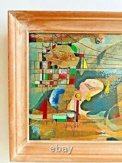 1965 Harold Laynor Vtg Mid Century Modern Art Mixed Media Oil Painting New York