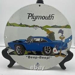 1967 Vintage''plymouth'' Gas & Oil Pump Plate 12 Inch Porcelain Sign