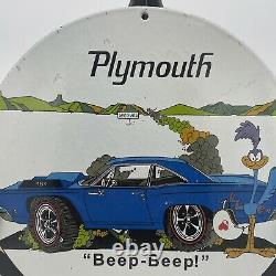 1967 Vintage''plymouth'' Gas & Oil Pump Plate 12 Inch Porcelain Sign