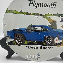 1967 Vintage''plymouth'' Gas & Oil Pump Plate 12 Inch Porcelain Sign