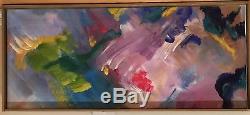 1970s Vintage Mid-Century Modern Abstract Oil Painting Framed Signed Framed