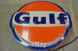 1980's Vintage Gulf Oil / Gas Lighted Sign, Excellent Condition! No Reserve