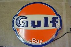 1980's Vintage Gulf Oil / Gas Lighted Sign, Excellent Condition! No Reserve