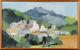 20thc Swedish Signed Oil Block Colour Mountain Landscape With Figures