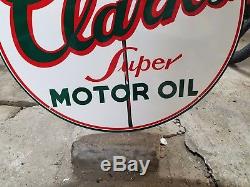 24 2 sided Clark's Gas Oil Metal Sign Vintage Porcelain like Garage Decor
