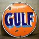 30 Vintage Round Gulf Original Porcelain Gas & Oil Advertising Sign