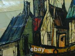 36 Mid-Century Modern Signed GERARD Marine Boats Harbor Oil Painting on Canvas