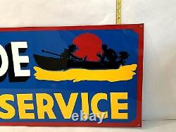 36 Vintage Hand Painted Evinrude Boat Parts Service Shop Sign Fishing Gas Oil