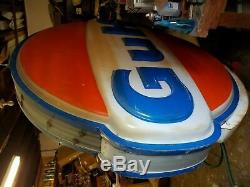 6'4 Vintage Gulf Gas Station Oil Sign Double Side Advertising Service Station