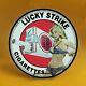 8''vintage Lucky Strike Gasoline Porcelain Gas Service Station Pump Plate Sign