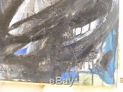 ABSTRACT EXPRESSIONIST ACTION PAINTING MID CENTURY OIL New York VINTAGE SIGNED