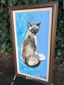 ANN GOODWIN Original 1963 MID CENTURY MODERN VINTAGE SIGNED OIL ON CANVAS Cat
