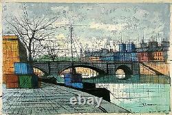 A. GUALTIERI Signed Vintage Mid Century 1950's-60's Painting FRENCH CITYSCAPE