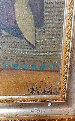 A Very LG Unusual Orientalist Painting Signed In Arabic Very Vintage