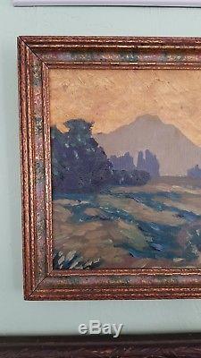 Antique Early American GEM Tonalism Plein Air Landscape Old Oil Painting Signed