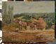 Antique French Painting Antique French Oil On Canvas Painting Farm Haymaking