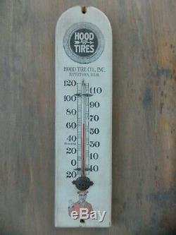 Antique Hood Tires advertising wood thermometer 1900's vintage gas oil Works