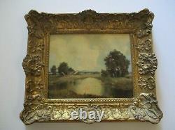 Antique Small Gem Impressionist Painting Landscape Vintage Country Home Signed