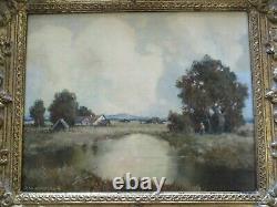 Antique Small Gem Impressionist Painting Landscape Vintage Country Home Signed