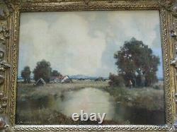 Antique Small Gem Impressionist Painting Landscape Vintage Country Home Signed