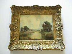 Antique Small Gem Impressionist Painting Landscape Vintage Country Home Signed