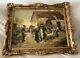 Antique Village Scene Oil On Canvas Painting 22 By 31 Signed And Framed
